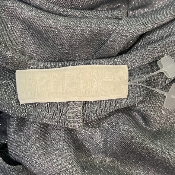 PHEME Silver Mesh Maxi Dress XS Stretch Ruched Long Sleeve Evening Sparkle Gown - Picture 12 of 13